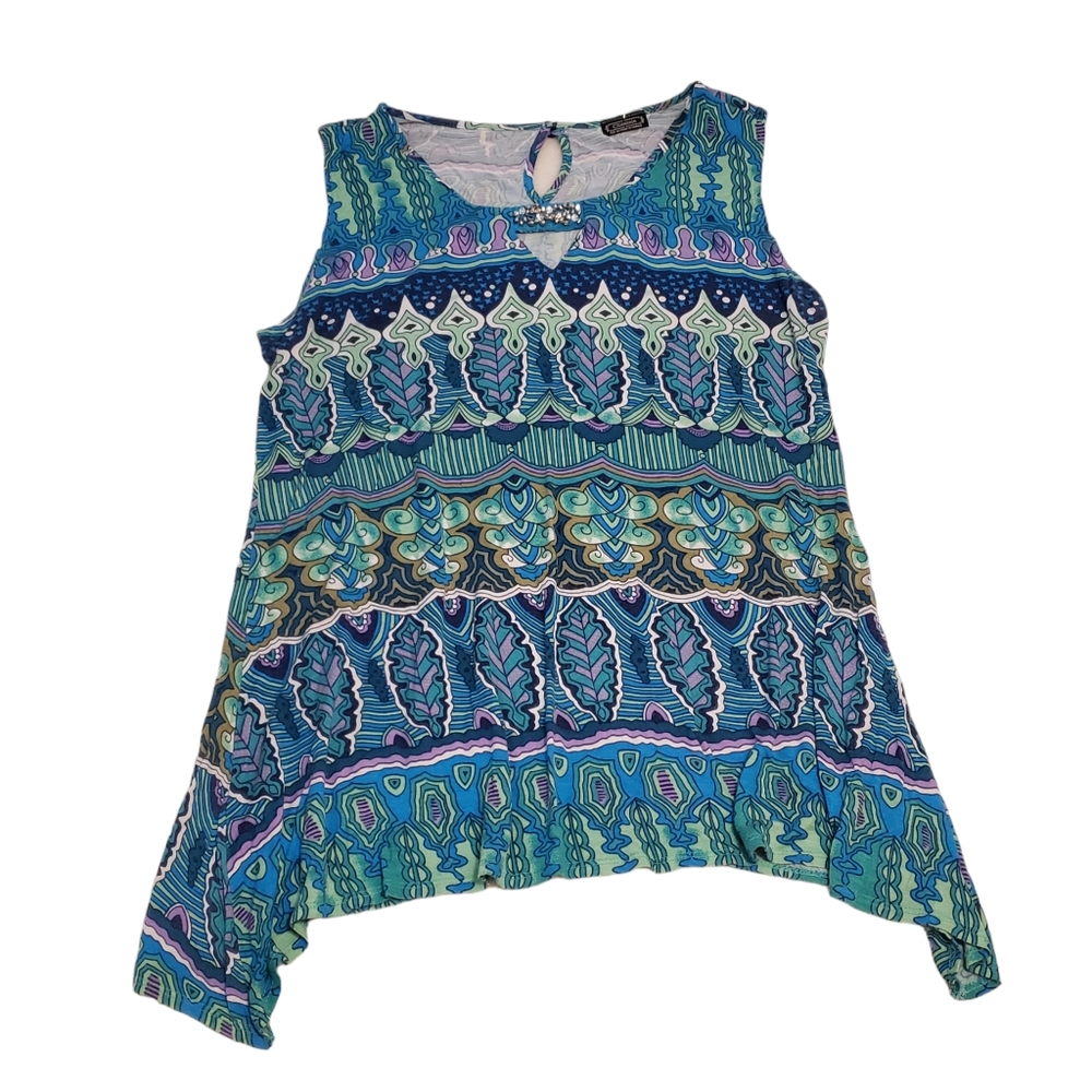 Clientele Asymmetrical Hemline Sleeveless Top